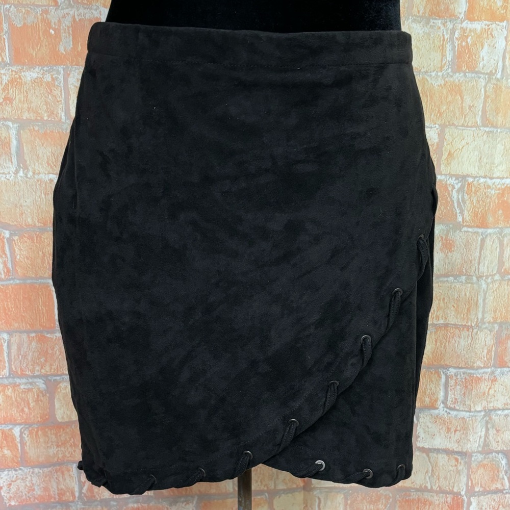 Express Mock Wrap Faux Suede Mini Skirt